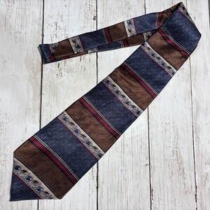 Chez Roffe New York Men's 100% Silk Tie Striped Textured Geometric Multicolor